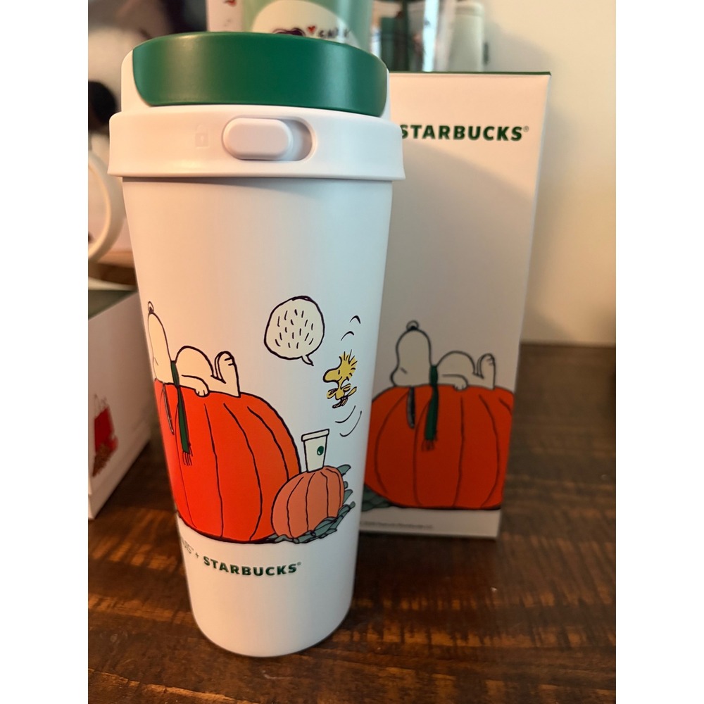 Starbucks X Peanuts Snoopy Lot of 7 Mug Hot Cold Tumblers Tote Keychain Plush - Picture 4 of 10
